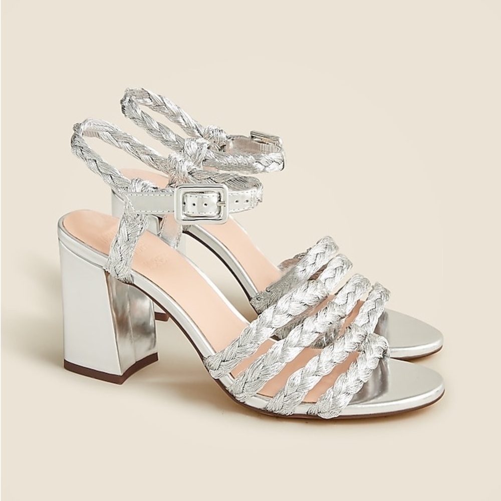 Maryam Nassir Zadeh X J.Crew braided block-heel sandals in metallic CC922